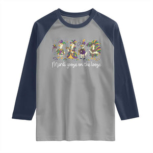 Goose Mardi Gras Raglan Shirt Funny Mardi Goose On The Loose New Orleans Carnival TS11 Sport Gray Navy Print Your Wear