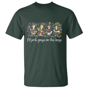 Goose Mardi Gras T Shirt Funny Mardi Goose On The Loose New Orleans Carnival TS11 Dark Forest Green Print Your Wear