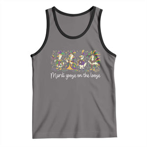 Goose Mardi Gras Tank Top Funny Mardi Goose On The Loose New Orleans Carnival TS11 Deep Heather Black Print Your Wear
