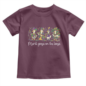 Goose Mardi Gras Toddler T Shirt Funny Mardi Goose On The Loose New Orleans Carnival TS11 Maroon Print Your Wear