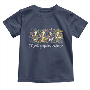 Goose Mardi Gras Toddler T Shirt Funny Mardi Goose On The Loose New Orleans Carnival TS11 Navy Print Your Wear