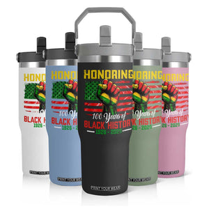 Honoring 100 Years Of Black History Flip Straw Tumbler Hand Fist Vintage American Flag TS11 Print Your Wear