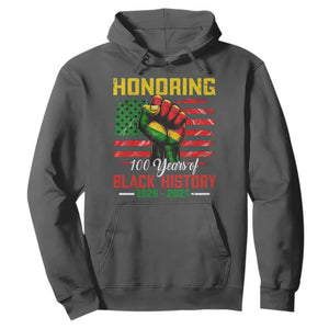 Honoring 100 Years Of Black History Hoodie Hand Fist Vintage American Flag TS11 Dark Heather Print Your Wear