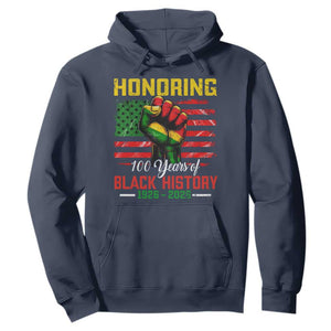Honoring 100 Years Of Black History Hoodie Hand Fist Vintage American Flag TS11 Navy Print Your Wear