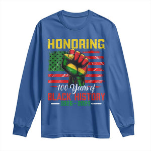 Honoring 100 Years Of Black History Long Sleeve Shirt Hand Fist Vintage American Flag TS11 Royal Blue Print Your Wear