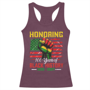 Honoring 100 Years Of Black History Racerback Tank Top Hand Fist Vintage American Flag TS11 Maroon Print Your Wear