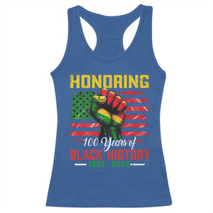 Honoring 100 Years Of Black History Racerback Tank Top Hand Fist Vintage American Flag TS11 Royal Blue Print Your Wear