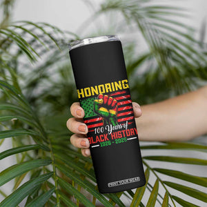Honoring 100 Years Of Black History Skinny Tumbler Hand Fist Vintage American Flag TS11 Print Your Wear