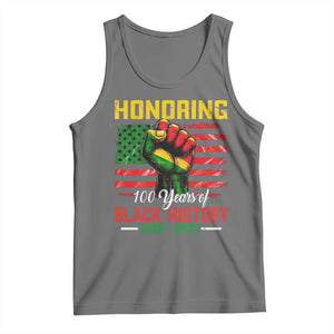 Honoring 100 Years Of Black History Tank Top Hand Fist Vintage American Flag TS11 Black Heather Print Your Wear