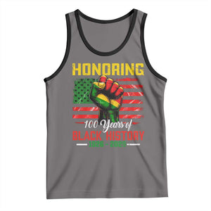 Honoring 100 Years Of Black History Tank Top Hand Fist Vintage American Flag TS11 Deep Heather Black Print Your Wear