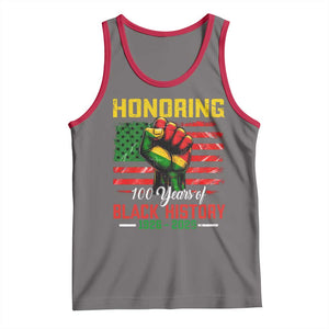 Honoring 100 Years Of Black History Tank Top Hand Fist Vintage American Flag TS11 Deep Heather Red Print Your Wear