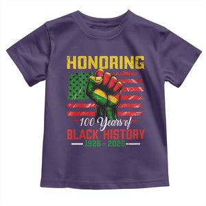 Honoring 100 Years Of Black History Toddler T Shirt Hand Fist Vintage American Flag TS11 Purple Print Your Wear