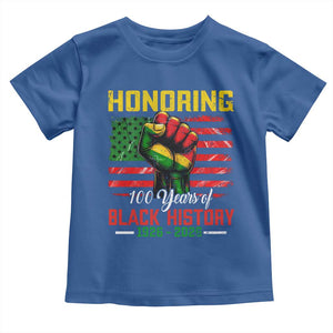 Honoring 100 Years Of Black History Toddler T Shirt Hand Fist Vintage American Flag TS11 Royal Blue Print Your Wear