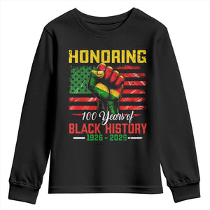Honoring 100 Years Of Black History Youth Sweatshirt Hand Fist Vintage American Flag TS11 Black Print Your Wear