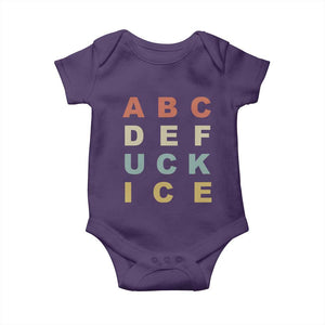 Funny Fuck Ice Protest Resistance Baby Onesie Political Retro Alphabet Graphic TS11 Purple Print Your Wear