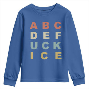 Funny Fuck Ice Protest Resistance Youth Sweatshirt Political Retro Alphabet Graphic TS11 Royal Blue Print Your Wear