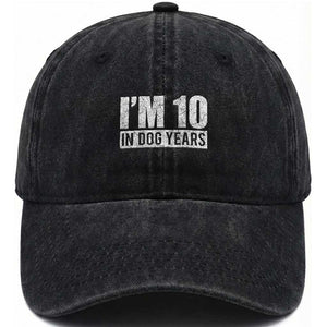 70th Birthday Funny I Am 10 In Dog Years Washed Cotton Baseball Cap 70 Years Old Gifts TS11 Print Your Wear