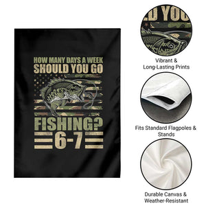 Fishing 67 Meme Garden Flag How Many Days A Week Should You Go Fishing Camo Flag TS11 Print Your Wear