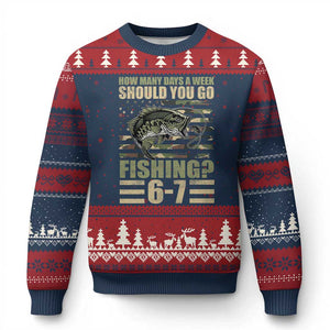 Fishing 67 Meme Ugly Christmas Sweater How Many Days A Week Should You Go Fishing Camo Flag TS11 Navy Red Print Your Wear