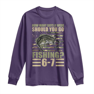 Fishing 67 Meme Long Sleeve Shirt How Many Days A Week Should You Go Fishing Camo Flag TS11 Purple Print Your Wear