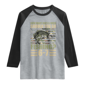 Fishing 67 Meme Raglan Shirt How Many Days A Week Should You Go Fishing Camo Flag TS11 Heather Gray Black Print Your Wear