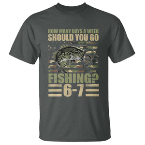 Fishing 67 Meme T Shirt How Many Days A Week Should You Go Fishing Camo Flag TS11 Dark Heather Print Your Wear