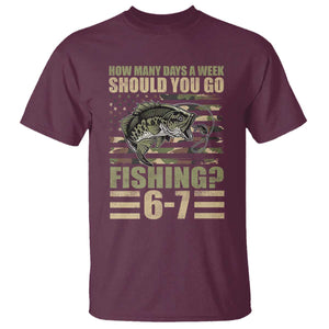 Fishing 67 Meme T Shirt How Many Days A Week Should You Go Fishing Camo Flag TS11 Maroon Print Your Wear