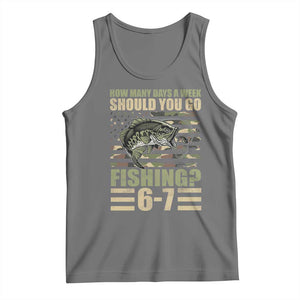 Fishing 67 Meme Tank Top How Many Days A Week Should You Go Fishing Camo Flag TS11 Black Heather Print Your Wear