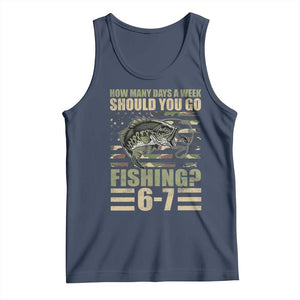 Fishing 67 Meme Tank Top How Many Days A Week Should You Go Fishing Camo Flag TS11 Navy Print Your Wear