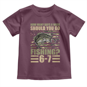 Fishing 67 Meme Toddler T Shirt How Many Days A Week Should You Go Fishing Camo Flag TS11 Maroon Print Your Wear