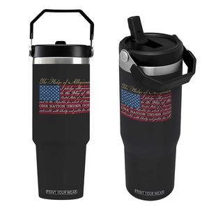 The Pledge of Allegiance Flip Straw Tumbler US Military Veteran Patriotic American Flag TS11 One Size: 30 oz Black Print Your Wear
