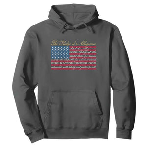 The Pledge of Allegiance Hoodie US Military Veteran Patriotic American Flag TS11 Dark Heather Print Your Wear