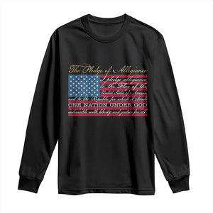 The Pledge of Allegiance Long Sleeve Shirt US Military Veteran Patriotic American Flag TS11 Black Print Your Wear