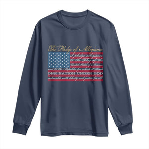 The Pledge of Allegiance Long Sleeve Shirt US Military Veteran Patriotic American Flag TS11 Navy Print Your Wear