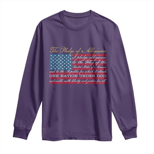 The Pledge of Allegiance Long Sleeve Shirt US Military Veteran Patriotic American Flag TS11 Purple Print Your Wear