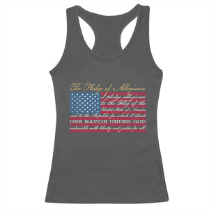 The Pledge of Allegiance Racerback Tank Top US Military Veteran Patriotic American Flag TS11 Dark Heather Print Your Wear
