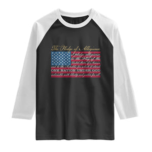 The Pledge of Allegiance Raglan Shirt US Military Veteran Patriotic American Flag TS11 Black White Print Your Wear