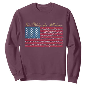 The Pledge of Allegiance Sweatshirt US Military Veteran Patriotic American Flag TS11 Maroon Print Your Wear