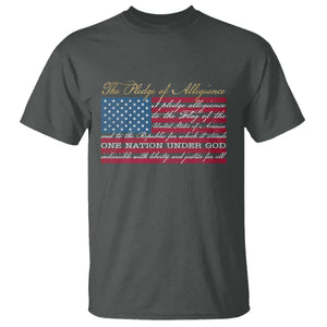 The Pledge of Allegiance T Shirt US Military Veteran Patriotic American Flag TS11 Dark Heather Print Your Wear
