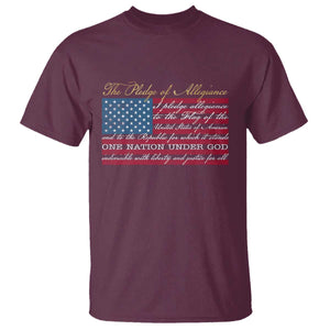 The Pledge of Allegiance T Shirt US Military Veteran Patriotic American Flag TS11 Maroon Print Your Wear
