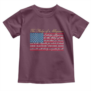 The Pledge of Allegiance Toddler T Shirt US Military Veteran Patriotic American Flag TS11 Maroon Print Your Wear