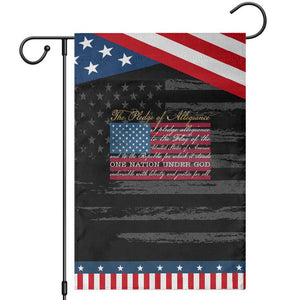 The Pledge of Allegiance Patriotic Garden Flag US Military Veteran Patriotic American Flag TS11 Distressed Black Blue Print Your Wear