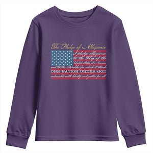 The Pledge of Allegiance Youth Sweatshirt US Military Veteran Patriotic American Flag TS11 Purple Print Your Wear