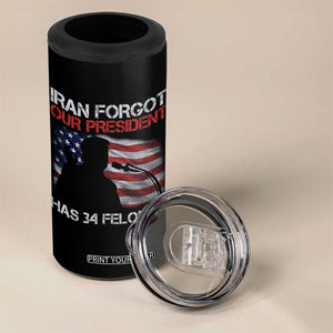 Iran Forgot Our President Has 34 Felonies 4 in 1 Can Cooler Tumbler Funny Political Satire Vintage American Flag TS11 Print Your Wear