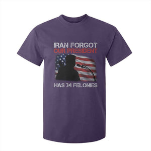 Iran Forgot Our President Has 34 Felonies T Shirt For Kid Funny Political Satire Vintage American Flag TS11 Purple Print Your Wear