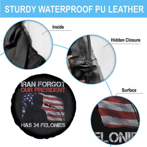 Iran Forgot Our President Has 34 Felonies Spare Tire Cover Funny Political Satire Vintage American Flag TS11 Print Your Wear
