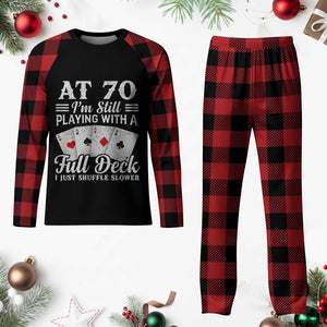 70th Birthday Poker Lover Plaid Pajama Set At 70 I Am Still Playing With A Full Deck I Just Shuffle Slower TS11 Buffalo Plaid Print Your Wear