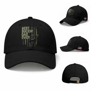 Funny Best Buckin Dad Ever Baseball Cap Deer Hunting Camo American Flag TS11 Baseball Cap Universal Fit Black Print Your Wear