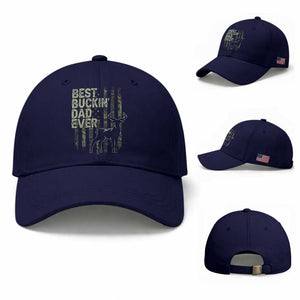 Funny Best Buckin Dad Ever Baseball Cap Deer Hunting Camo American Flag TS11 Baseball Cap Universal Fit Dark Blue Print Your Wear