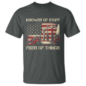 Knower Of Stuff Fixer Of Things T Shirt Funny Handyman Fathers Day American Flag TS11 Dark Heather Print Your Wear